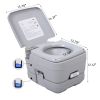 Lightweight Portable Toilet;  2.6 Gallon Flushable Camping Toilet;  Sanitary Outdoor Travel Toilet for Tents Boats Semi Trucks RV Campers;  Gray