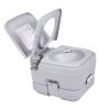 Lightweight Portable Toilet;  2.6 Gallon Flushable Camping Toilet;  Sanitary Outdoor Travel Toilet for Tents Boats Semi Trucks RV Campers;  Gray